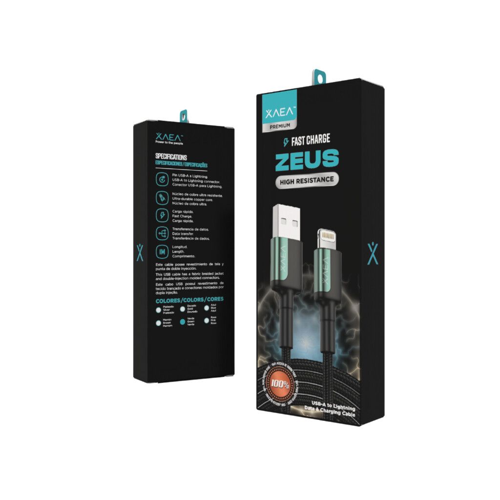 CABLE USB LIGHTNING MODX-104 - ZEUS - XAEA - VERDE