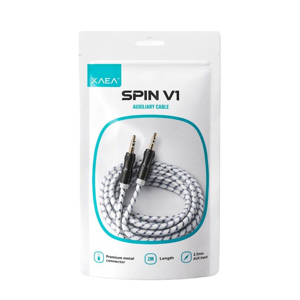 CABLE AUX 3,5 MOD75 - 2 METROS - METAL - NEGRO